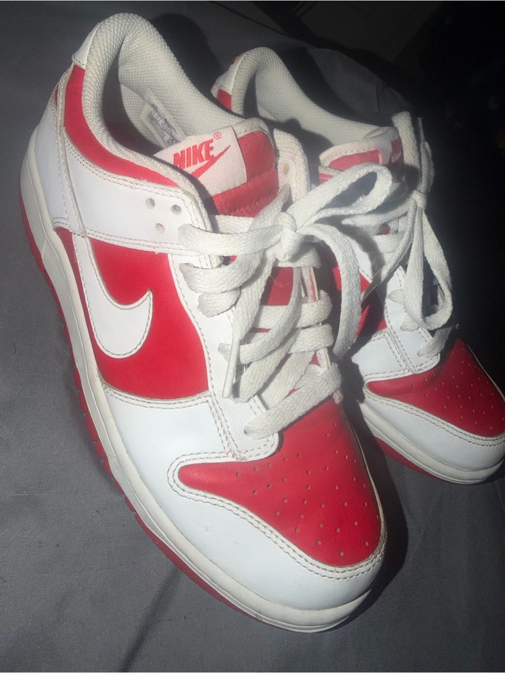 Nike White and Red Low-Top Sneakers